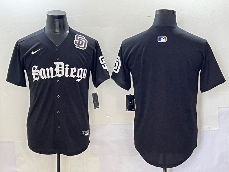 Men 2025 San Diego Padres Blank Black Five generations Joint Name Nike MLB Jersey style 4->san diego padres->MLB Jersey